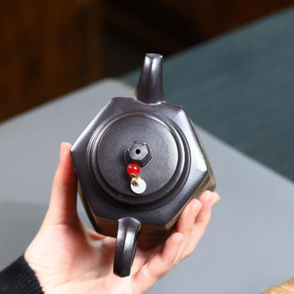 Yixing Purple Clay Teapot "Hexagonal Golden Bell" 320ml - Handmade Zisha Gongfu Tea Pot