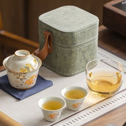 Jin Gui Fu Li Travel Gaiwan Tea Set – Wood Ash Glaze