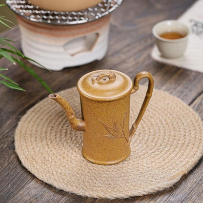 Yixing Purple Clay Teapot "Tall Bamboo" 150ml - High-Fired Duan Ni Zisha