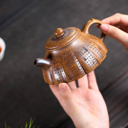 Ribbed Ethereal Grace Yixing Teapot - High-Temp Duanni Clay 280ml