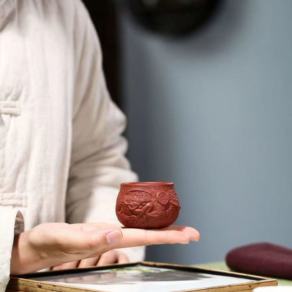 Handmade Yixing Purple Clay Tea Cup 80ml - Dahongpao Zao Red Clay Golden Toad Master Cup