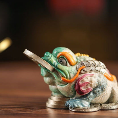 Sandstone Golden Toad Tea Pet Figurine