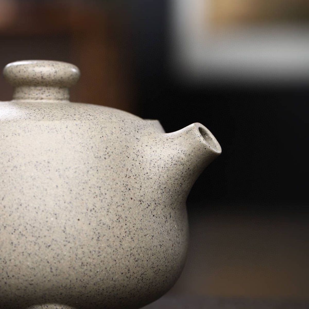 Yixing Purple Clay Teapot 200ml - Sesame White Duan Ni Three-Legged Tripod Zisha Pot