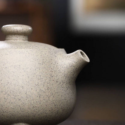 Yixing Purple Clay Teapot 200ml - Sesame White Duan Ni Three-Legged Tripod Zisha Pot