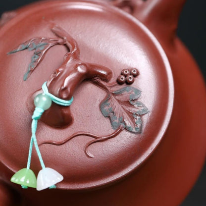 Pine Shadow Han Tile Yixing Teapot - Red Dragon Skin Clay 230ml