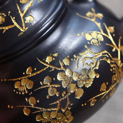 Gold-Painted Plum Blossom Zisha Teapot – Shihuang Clay, 230ml