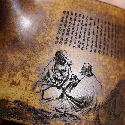Eighteen Arhats Han Bell Yixing Teapot - Wood-Fired Longgu Golden Sand 410ml