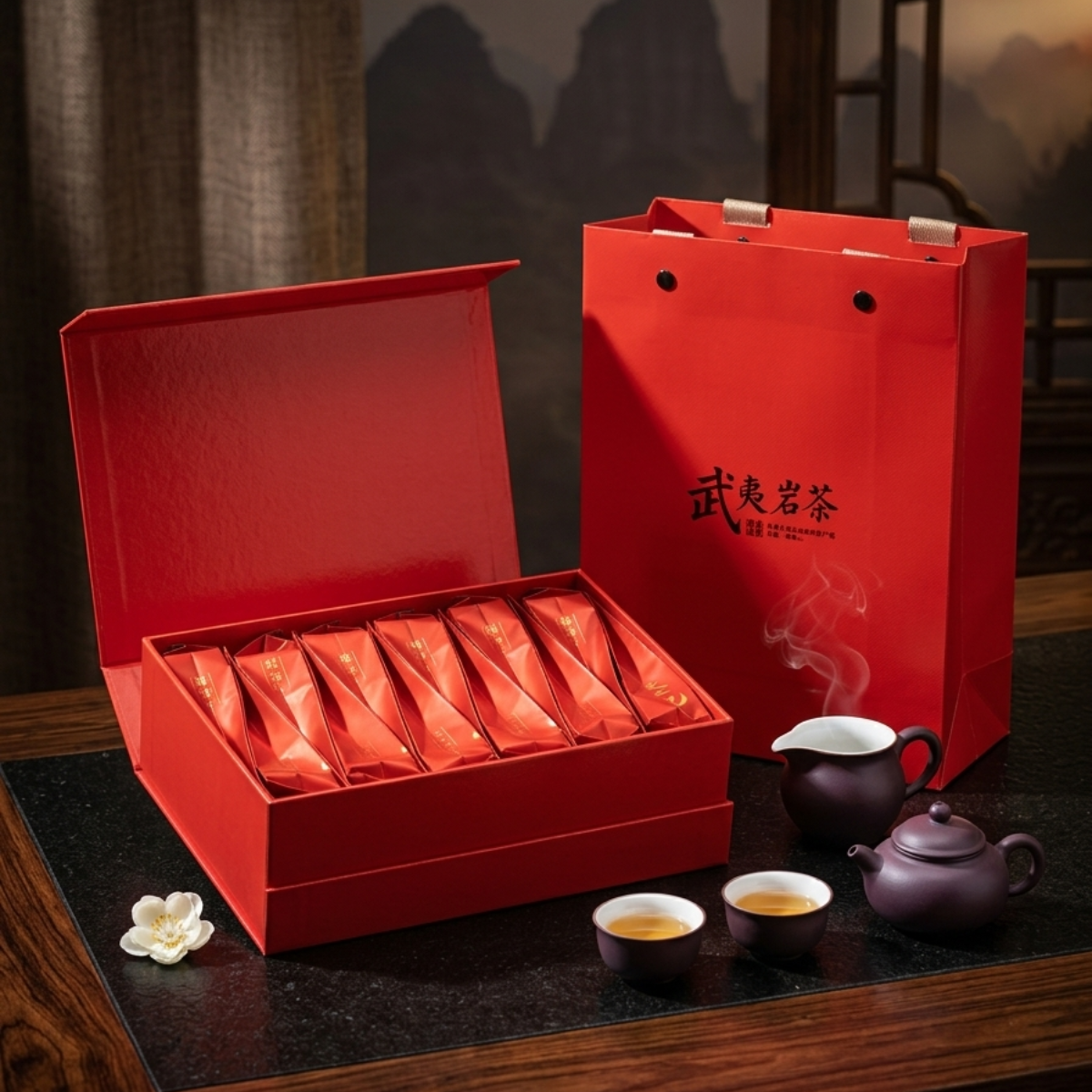 Wuyi Da Hong Pao Rock Oolong Tea – Premium Gift Box (8g × 12 Sachets)