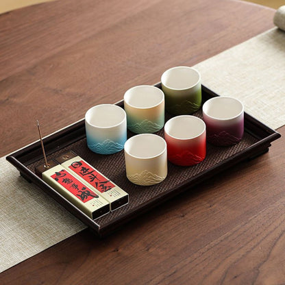 Qing Qiu Ling Glaze Master Cup Luxury Gift Set – 6 Ceramic Tea Cups & 2 Incense Boxes | Premium Gift Box