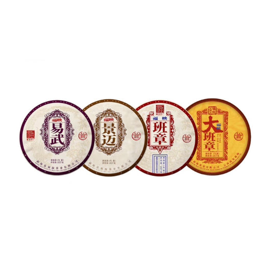 Premium Raw Pu-erh Collection - 4 Famous Tea Mountains Set (357g x4 cakes, ancient tree spring harvest)