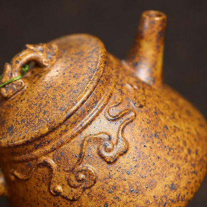 Ruyi Dragon Ladle Yixing Zisha Teapot - Longgu Golden Sand Clay 190ml