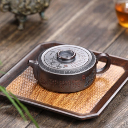 Yixing Purple Clay Teapot "Giant Wheel" 180ml - Handmade Ancient Bronze Clay