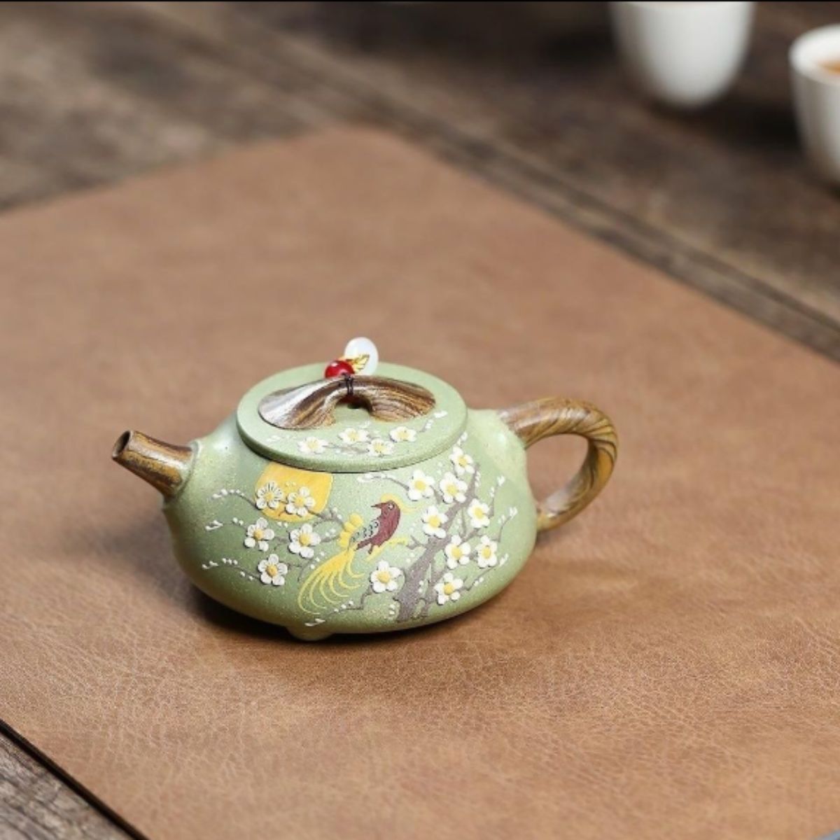 Yixing Purple Clay Teapot - Magpies on Plum Blossom 200ml