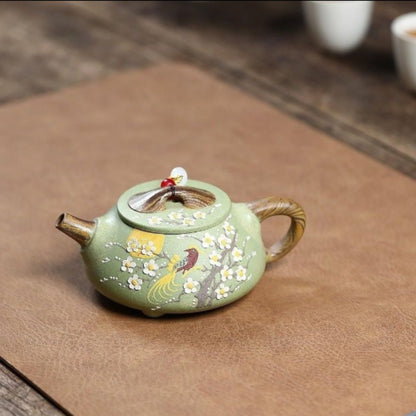 Yixing Purple Clay Teapot - Magpies on Plum Blossom 200ml