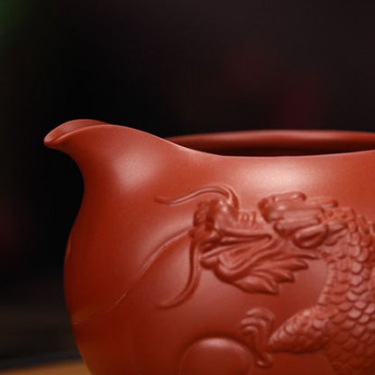 Handmade Yixing Purple Clay Fair Cup 300ml - Dahongpao Fish to Dragon Gongfu Tea Pitcher