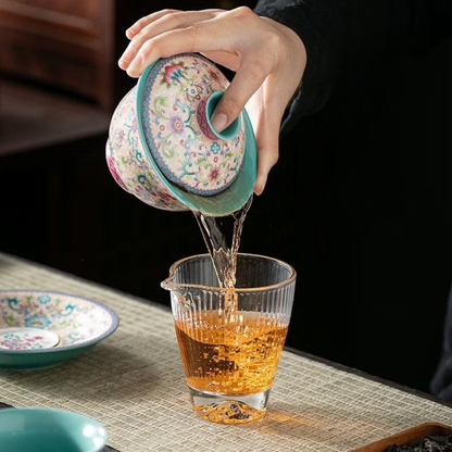 Famille Rose Floral Gaiwan Tea Set