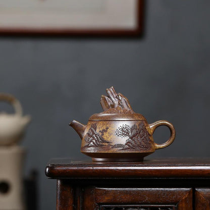Yixing Purple Clay Teapot 250ml - Handmade Zisha Gongfu Tea Pot with High-Fired Duan Ni Clay