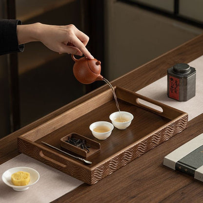 Ripple Handle Rectangular Serving Tray – Tea Tray, Pastry Plate & Storage Organizer | 3 Sizes