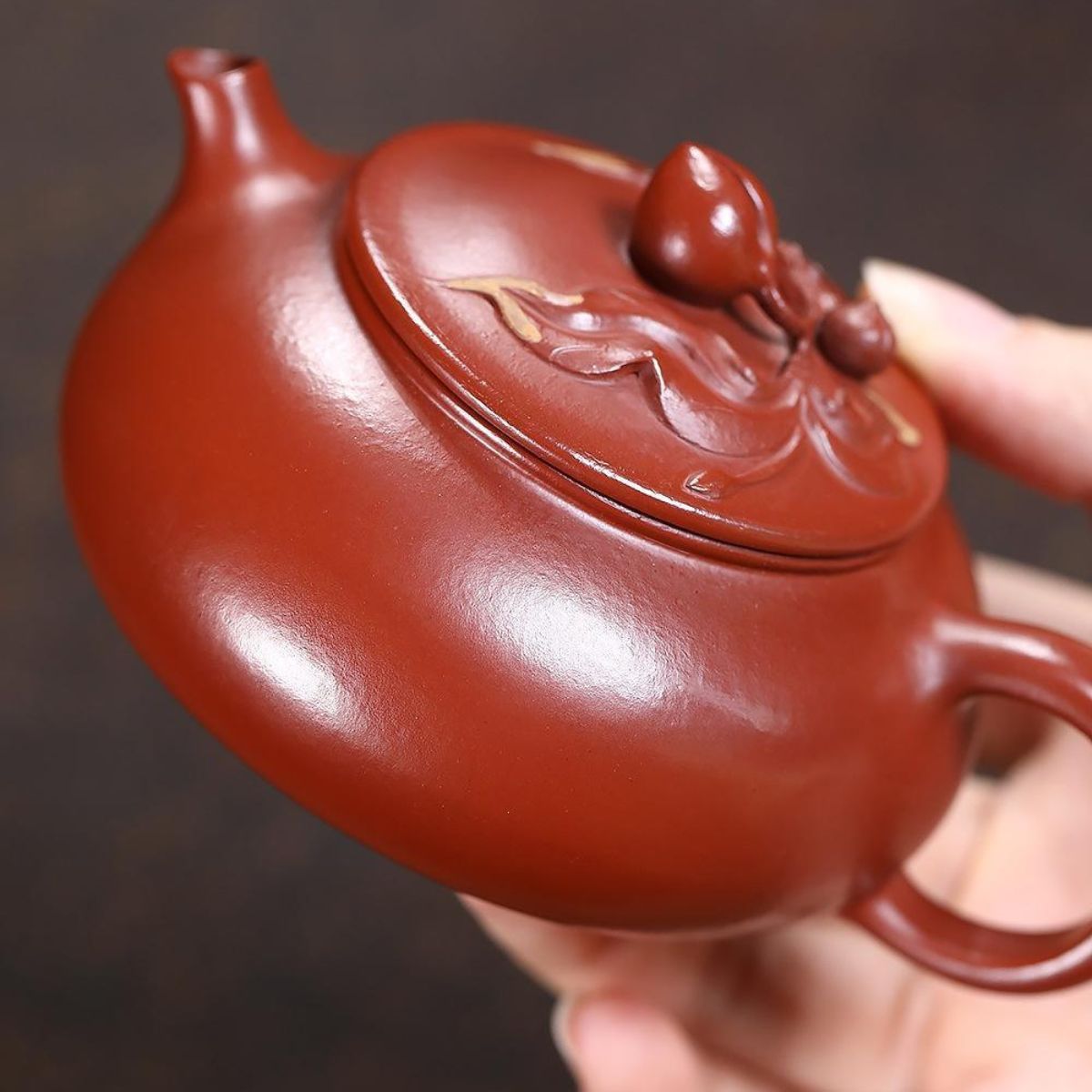 Yixing Zisha Teapot Original Dahongpao Clay - Longevity Peach Cold River 150ml