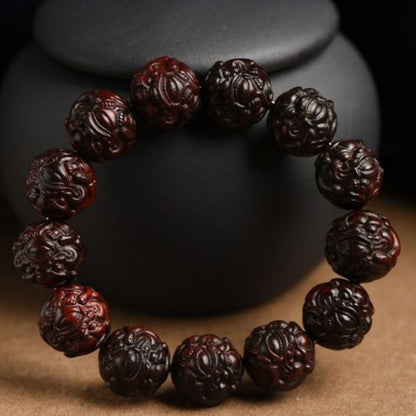 Authentic Red Sandalwood Pixiu Bracelet – Feng Shui Wealth & Good Luck Charm