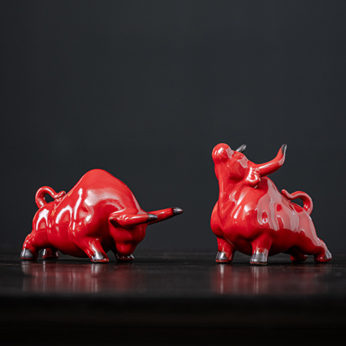 Ceramic Prosperity Ox Tea Pets – Set of 2