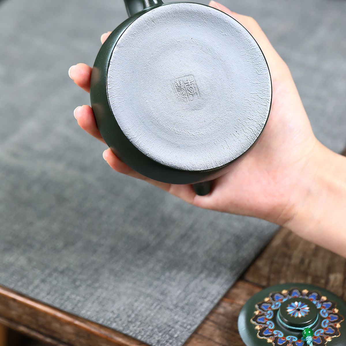 Falangcai Huating Yixing Teapot | Original-Ore Green Clay | 200ml Handcrafted Zisha