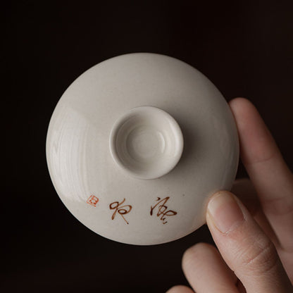 "Han Ye" Cold Night Calligraphy Ercai Gaiwan – 160ml Porcelain Tea Bowl