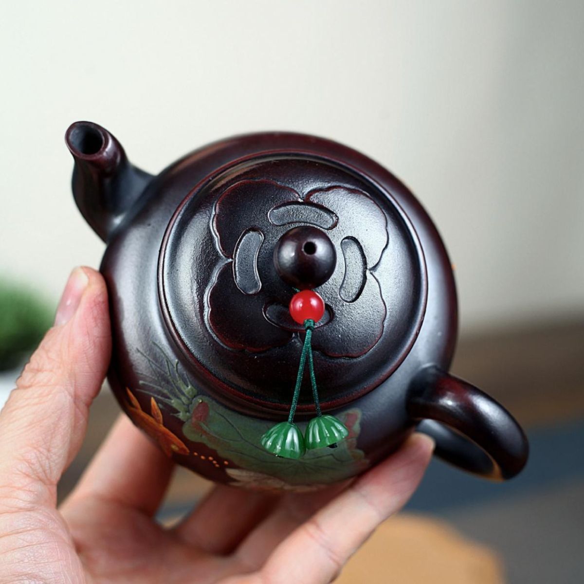 Lian Nian You Yu Yixing Teapot | Authentic Raw Gu Hong Ni Red Clay | Handcrafted 260ml