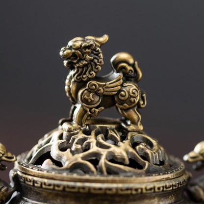 Qilin Three-Legged Incense Burner Gift Set – Chinese Cloud Disc Incense Censer with 3 Blends | 126 Discs Total