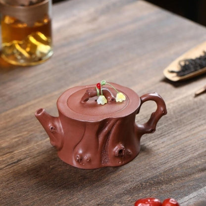 Weathered Stump Rustic Grace Yixing Teapot - Original Mine Purple Clay 250ml