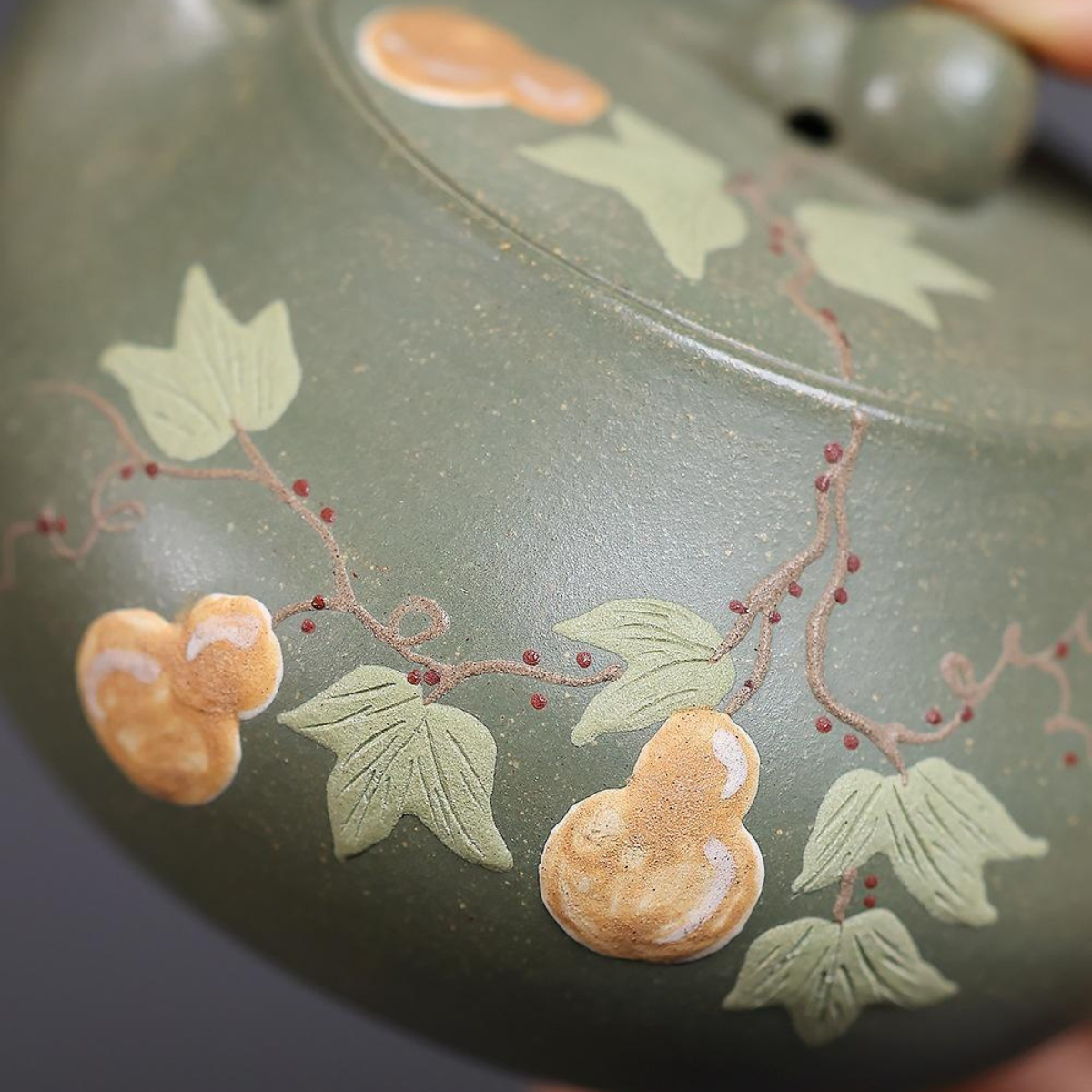 Fu Lu An Kang Yixing Teapot | Raw Dou Qing Sha Celadon Zisha Clay | Handcrafted 140ml