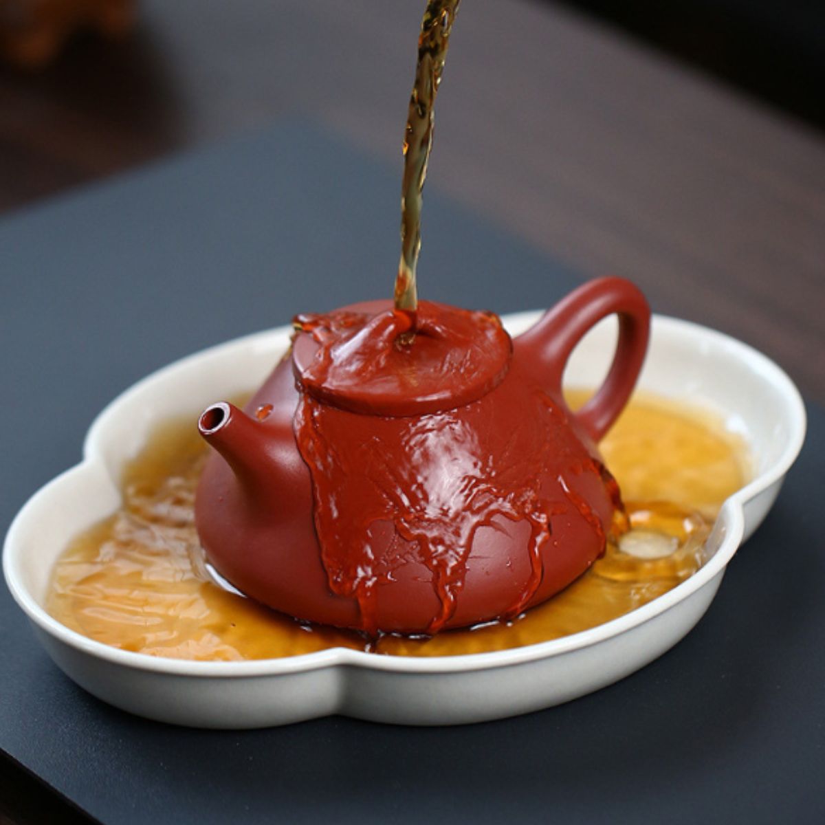 Semi- Hand "Bamboo Shadow" Yixing Purple Clay Teapot 200cc-Hand Painted