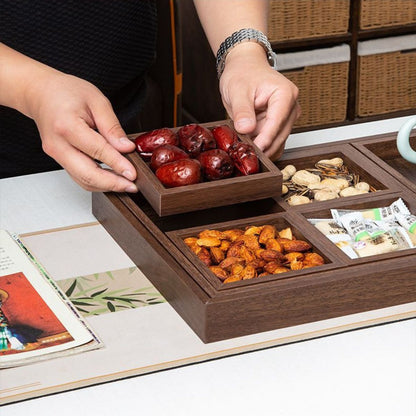 Chinese Tea Tray 7-Piece Serving Set – Multi-Compartment Snack & Dry Fruit Organizer
