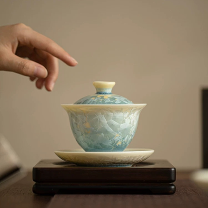 Jingdezhen Crystalline Glaze Gaiwan Tea Set