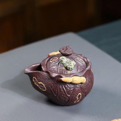 Yixing Purple Clay Teapot "Lotus Pond Moonlight" 150ml - Handmade Zisha Gongfu Tea Pot