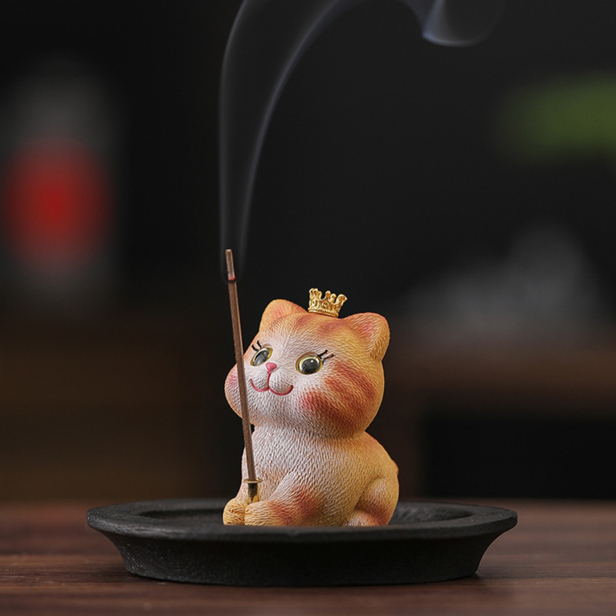 Cat Tea Pet & Incense Holder with Tray