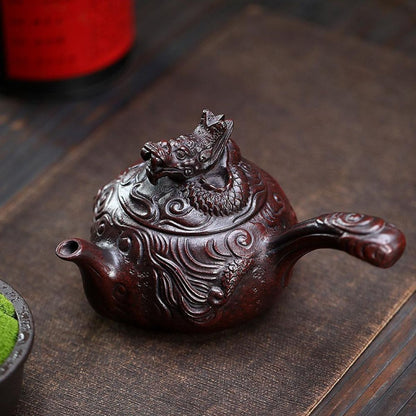 Handmade Yixing Purple Clay Teapot 450ml - Original Ancient Red Clay Coiling Dragon Zisha Gongfu Tea Pot
