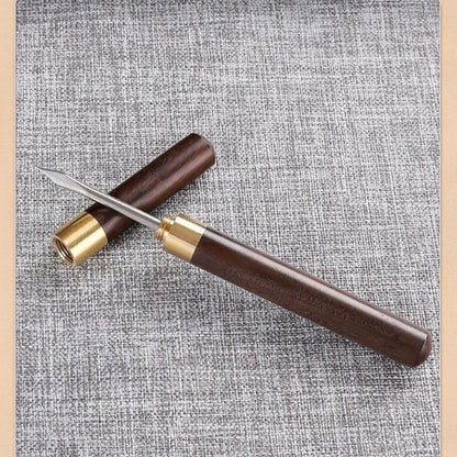 Ebony Wood Tea Knife - Handcrafted Pu-erh Cake Breaker with Brass & Stainless Steel