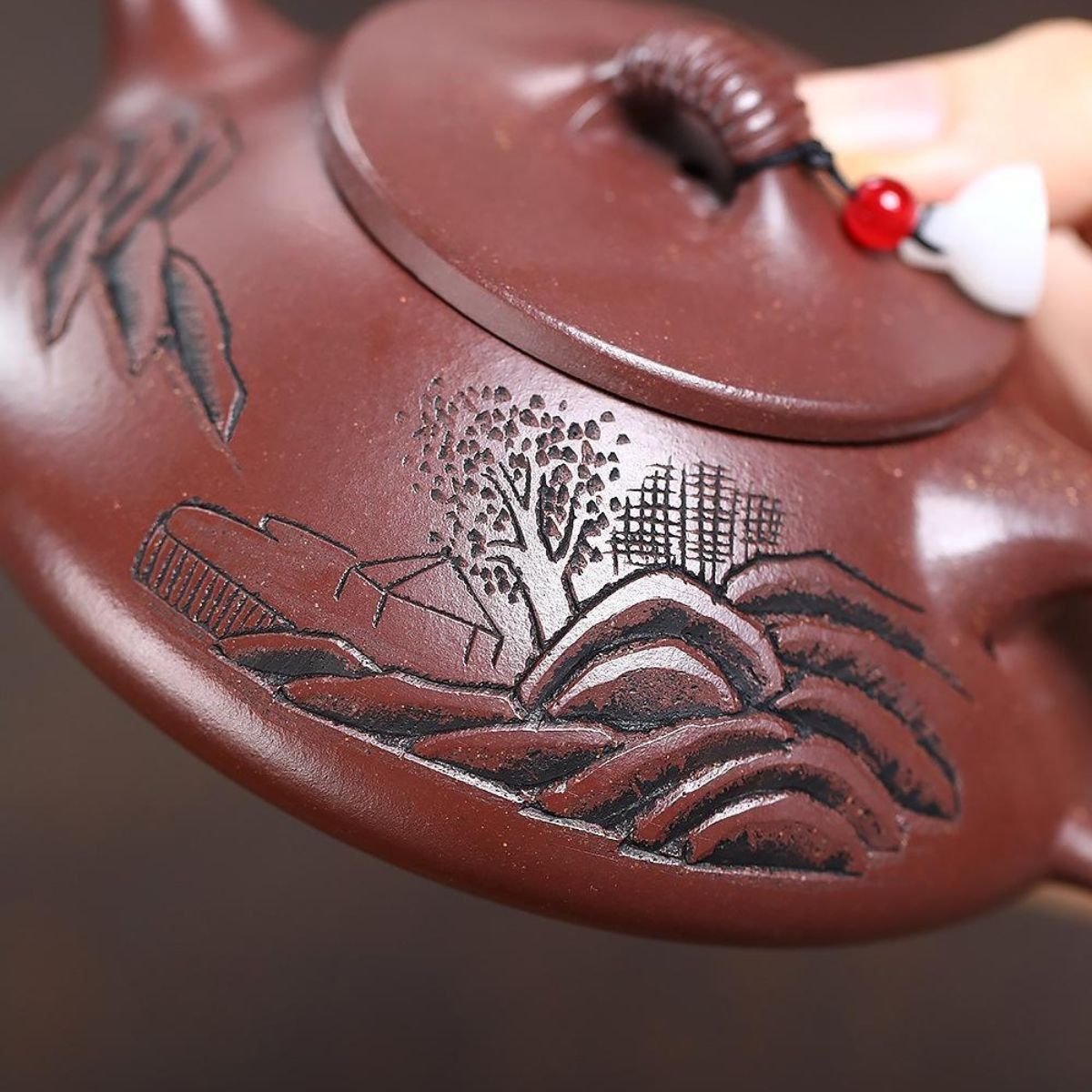 Semi‑Handmade Yixing Purple Clay "Mountain View" Teapot 240ml