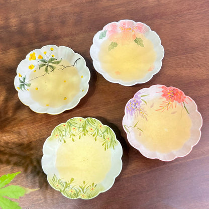 Hand-Painted Petal Underglaze Ceramic Tea Cups – Set of 4 Gift Box (115ml Each)