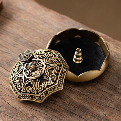 Ruyi Coil Incense Burner Gift Set – Brass | 3 Fragrances (Sandalwood, Agarwood & Mugwort, 40 Coils Each)