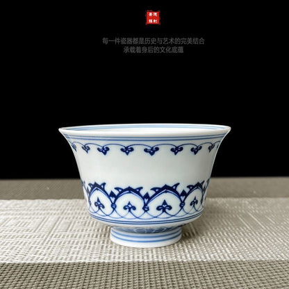 Jingdezhen Blue & White Baoxianghua Gongfu Tea Set – Horseshoe Cups | Gift Box | 5-Piece