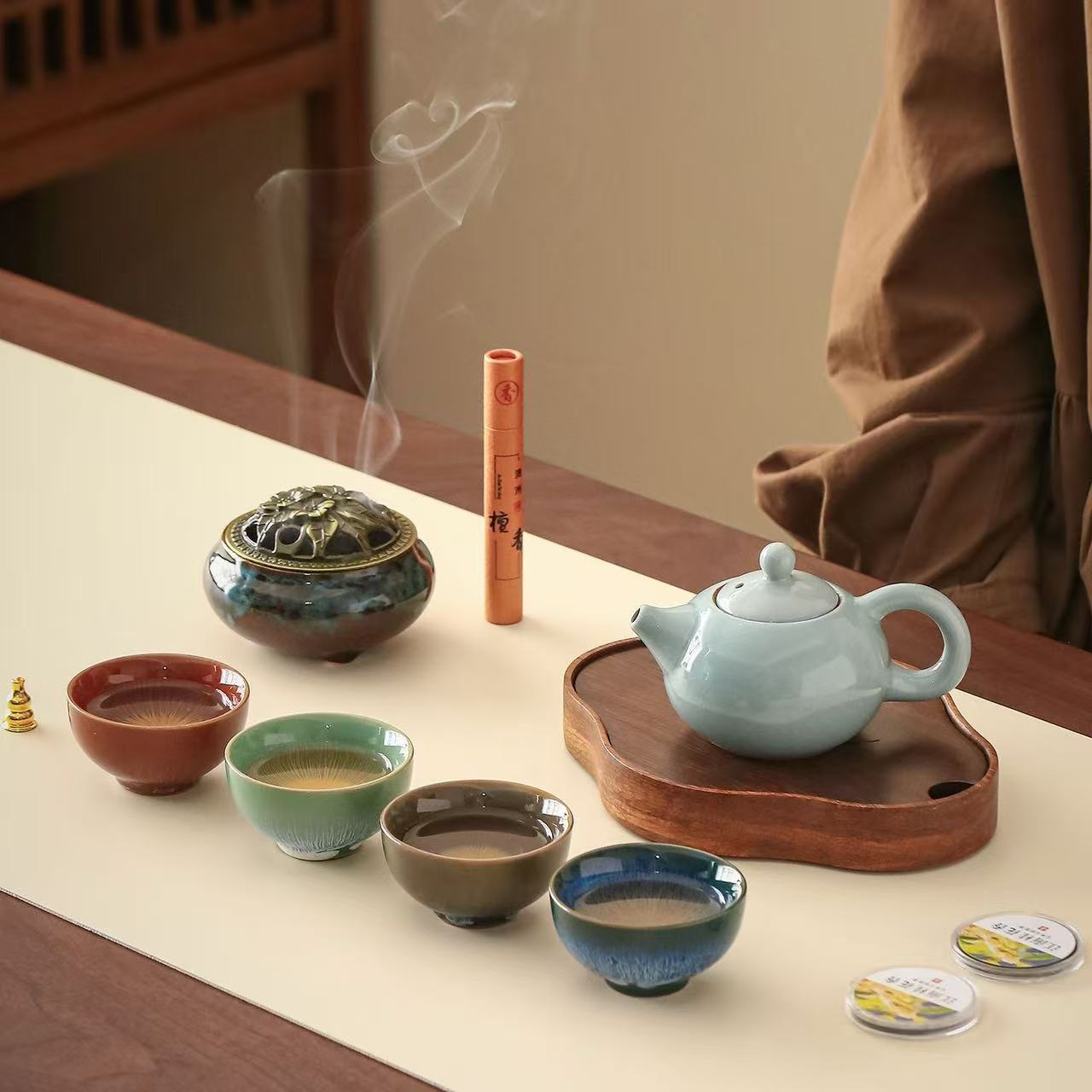 Ru Yao Xi Shi Teapot & Incense Burner Portable Tea Gift Set – Complete Gongfu Tea Experience