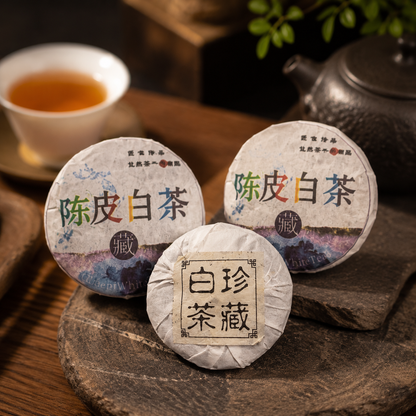 Chen Pi White Tea Mini Cake | Aged Citrus Peel & Fujian White Tea Blend