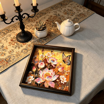 Golden Butterfly Tea Tray Set of 2 – Decorative Dry Tea Tray & Jewelry Organizer