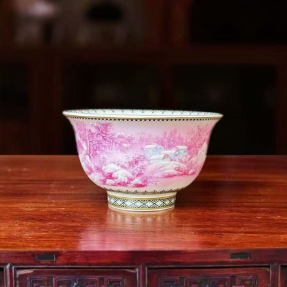 Jingdezhen Carmine Red Snow Landscape Gongfu Tea Set – Yanzhihong | Gift Box | 5-Piece