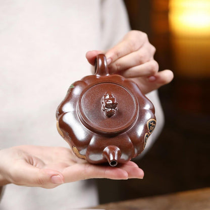 Fortune & Prosperity Lion Ball Yixing Teapot - Flame-Fired Duanni Clay 270ml