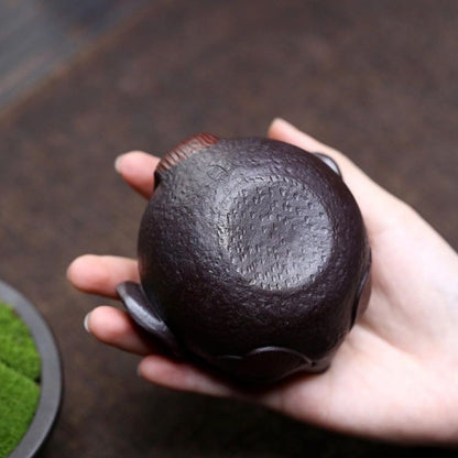 Yixing Purple Clay Teapot "Pouting Fish" 160ml - Handmade Zisha Side Handle