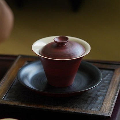 Shanzha Hongfen Yin Stoneware Teaware – Gaiwan & Teacup | Hawthorn Rose Clay
