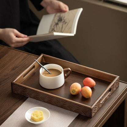 Ripple Handle Rectangular Serving Tray – Tea Tray, Pastry Plate & Storage Organizer | 3 Sizes